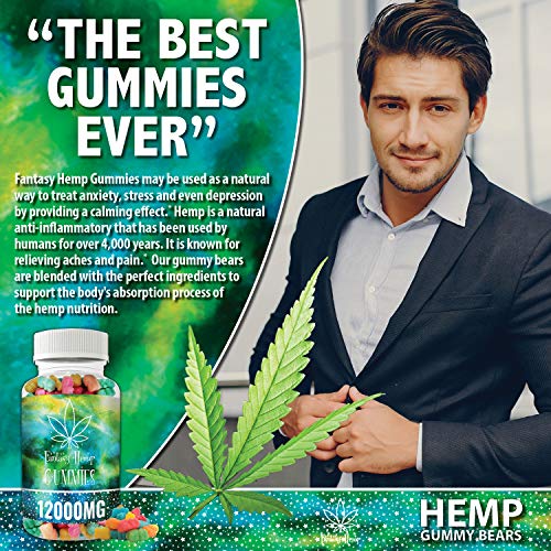 Fantasy Organic Hemp Gummies 12000MG -150MG Per Gummy Bear with Premium Hemp Extract | Natural Candy Supplements for Pain, Anxiety, Stress & Inflammation Relief | Promotes Sleep & Calm Moo