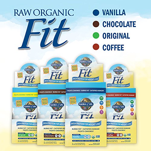Garden of Life Raw Organic Fit Powder, Chocolate - High Protein for Weight Loss (28g) Plus Fiber & Probiotics, Non-GMO Vegan Nutritional Shake, Packets (10 Count Tray), 15 Oz
