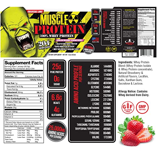 GL Colossal Labs Monster Muscle Protein (12 Pound (Pack of 1), Strawberry)