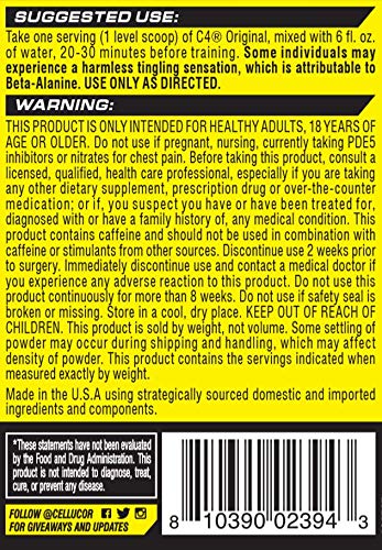 C4 Original Pre Workout Powder Fruit Punch - Vitamin C for Immune Support - Sugar Free Preworkout Energy for Men & Women - 150mg Caffeine + Beta Alanine + Creatine - 60 Servings