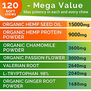 GOODGROWLIES Calming Hemp Treats for Dogs - Made in USA with Hemp Oil - Anxiety Relief - Separation Aid - Stress Relief During Fireworks, Storms, Thunder - Aggressive Behavior, Barking - Bacon