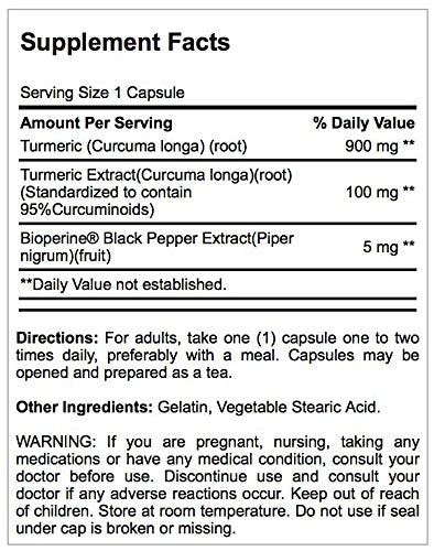 Puritan's Pride Turmeric Curcumin 1000 Mg W/Bioperine Capsules, 60 Count
