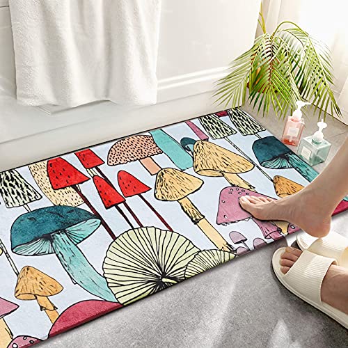 Mushroom Decor Kitchen Rugs and Mats, Non-Slip Cushioned Anti-Fatigue Floor Mat, Heavy-Duty Foam Comfort Standing Mat Washable for Home Decoration,Office,Bedroom,Living Room,Dining Room,18 x 48 inches