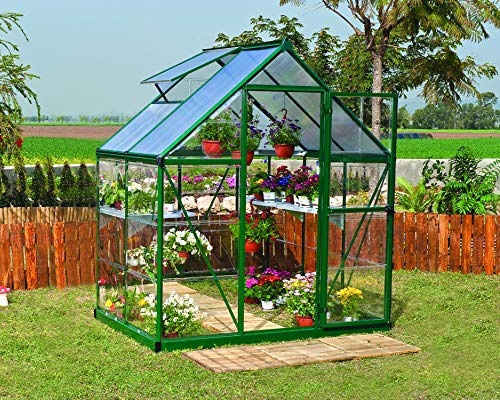 Palram HG5504G Hybrid Hobby Greenhouse, 6' x 4' x 7', Forest Green