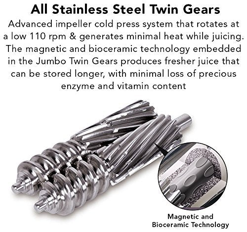 Tribest Jumbo Twin Gears GS-P502 Greenstar Pro Commercial Heavy Duty Juice Extractor, Gray, Pack of 1