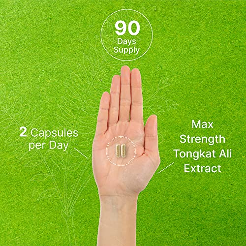 Tongkat Ali Extract 300:1 Enhanced with Horny Goat, 1100mg Per Serving, 180 Capsules, 2-1 Formula, Indonesia Origin Eurycoma Longifolia (Longjack), Max Strength Tongkat Ali for Men