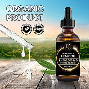 (2Pack) GPGP GreenPeople Natural Hemp Oil Extract 12,000,000MG, Immune System Support, Focus Calm, Stress, Mood, Pure Extract, Rich in Omega 3&6&9 Fatty Acids