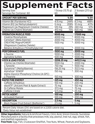 MRI Black Powder Pre-Workout Powder - Explosive Energy & Stamina - Intense Strength and Focus - Build Muscle - Recover Faster – Creatine - 60 Servings (Gun Powder)
