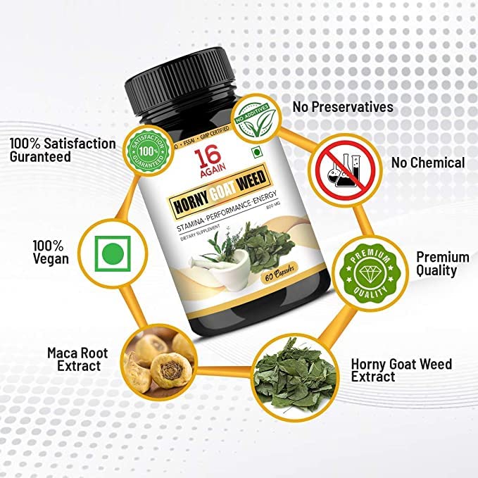 SHN Horny Goat Weed Epimedium Extract with Maca Root Powder Supports Strength, Stamina, Performance, & Energy - 800mg 60 Capsules