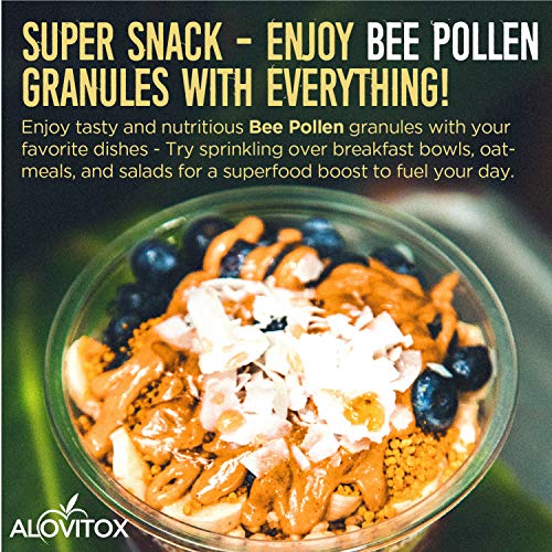 Alovitox Bee Pollen Granules | 100% Pure, Fresh Natural Raw Bee Pollen | Superfood Packed with Antioxidant, Protein, Vitamin & More | Bee Friendly Nutritional Yeast, Gluten Free 16 Oz