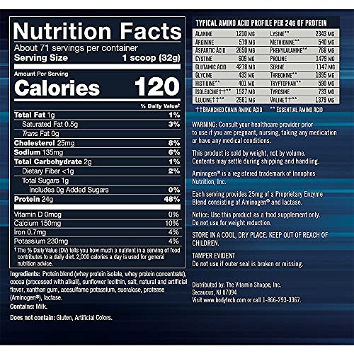 Whey Tech Pro 24 Protein Powder Protein Enzyme Blend with BCAAs to Fuel Muscle Growth Recovery, Ideal for PostWorkout Muscle Building Rich Chocolate (5 Pound) by BodyTech