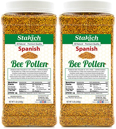 Stakich Spanish BEE Pollen GRANULES 10 lb (160 oz) - 100% Pure, Natural, Unprocessed - 2 Pack of 5 lb
