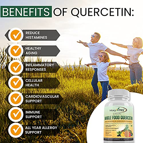 Quercetin 500mg with Bromelain Supplement, Bioactive Phytosome Complex, Pure Organic Whole Food Seasonal Support, Healthy Inflammatory Response, Antioxidant, 20X Absorption & Bioavailability-120 Caps