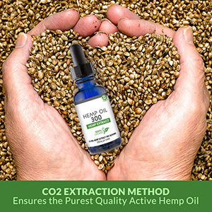 Hemp Oil for Pain, Anxiety & Stress Relief - 300mg - 100% Organic Hemp Extract Drops - Natural Anti-Inflammatory, Joint Support Helps with Better Sleep & Mood - Grown and Made in USA - with MCT Oil