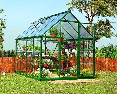 Palram HG5508G-1B Hybrid Hobby Greenhouse, 6' x 8' x 7', Forest Green