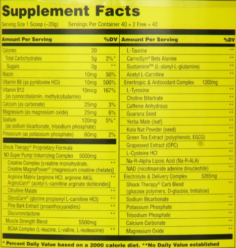 Universal Nutrition Shock Therapy Pre-Workout Pump & Energy Supplement, with BCAA complex, Creatine, and Electrolytes - Hawaiian Pump - 42 Servings