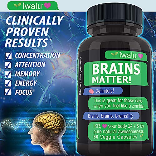 Brain Supplement Nootropics Booster: Support Focus, Boost Concentration, Memory & Clarity, Ashwagandha, Ginkgo Ginseng Bacopa Extract, Vitamin B, Dmae, Focus Supplement Brain Support Energy Pills 60ct