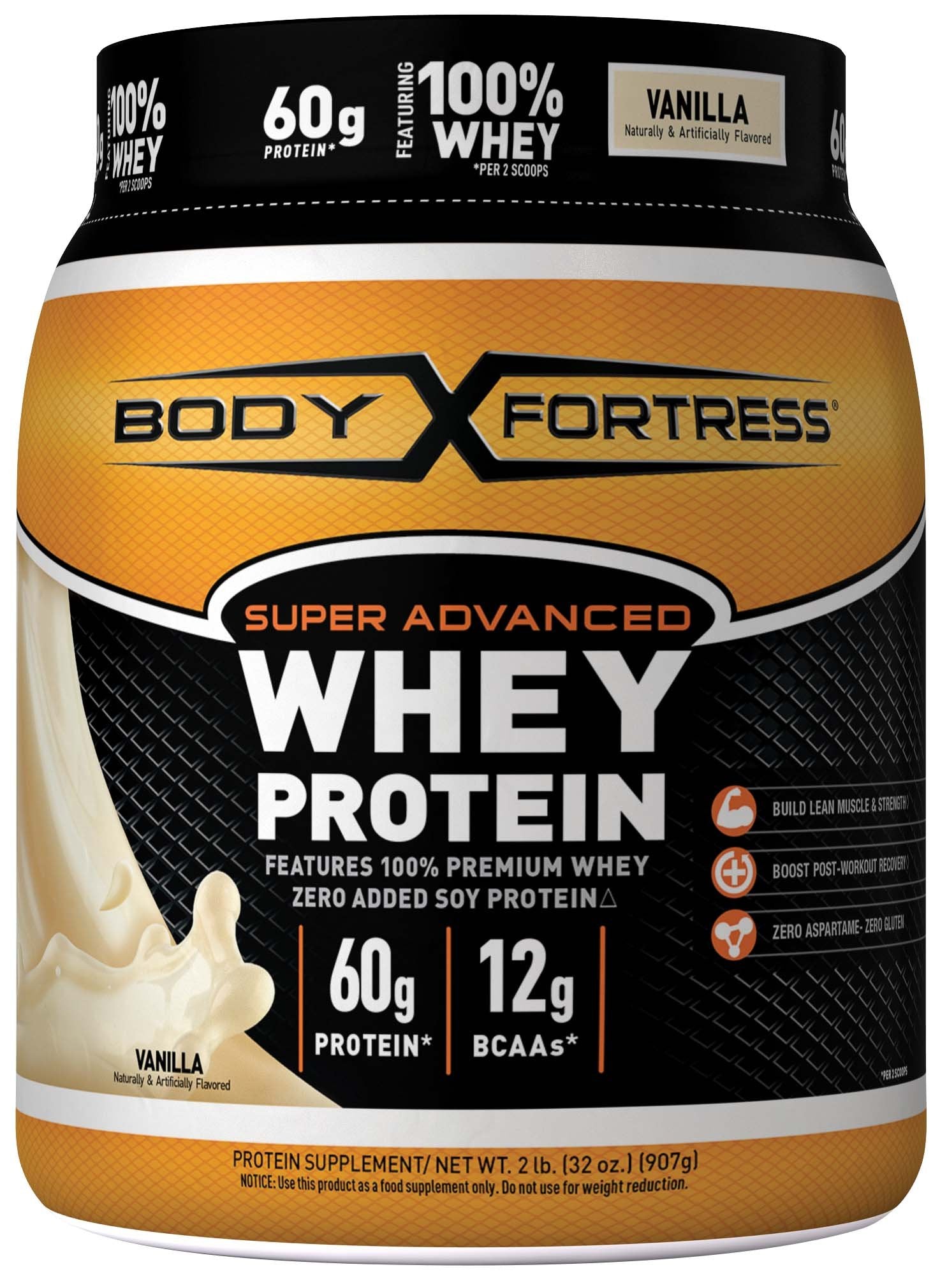 Body Fortress Super Advanced Whey Protein Powder, Gluten Free, Vanilla, 2 lbs